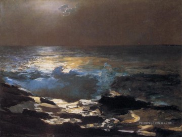  Moonlight Tableaux - Moonlight Wood Island Lumière réalisme marine peintre Winslow Homer